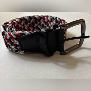 NWT Nike Men’s G-Flex Multi-Weave Stretch Woven Golf Belt in Red, Grey and White